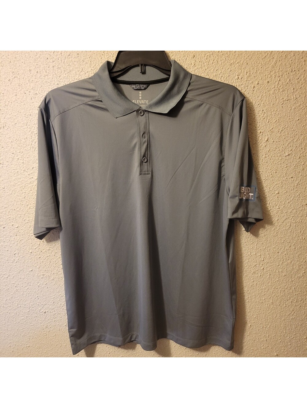 Men's Elevate Gray Bud Light Golf Polo Shirt Size Large